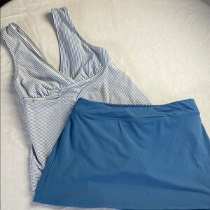 Striped Blue Women's Swim Dress